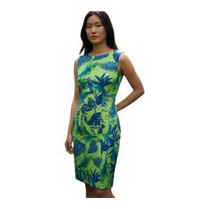JOHN ROBERTS GREEN & BLUE FLORAL DRESS SZ.6P EUC.